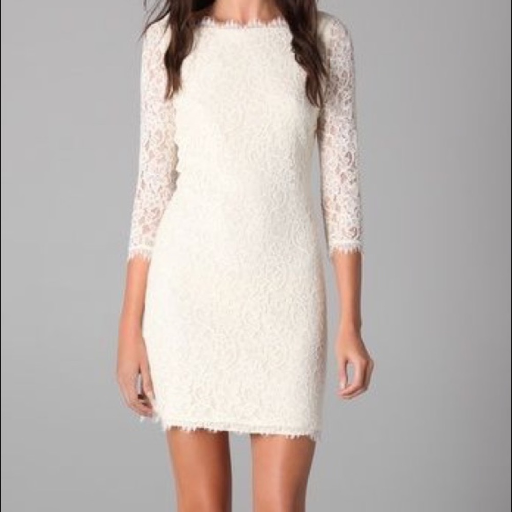 Diane von Furstenburg White Zarita Lace Dress sz 0